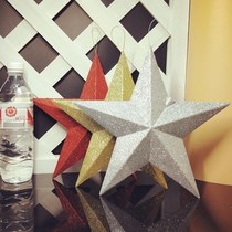 Christmas decorations five-pointed star dance props stars June 1 National Day daily necessities Gold red silver hanging star
