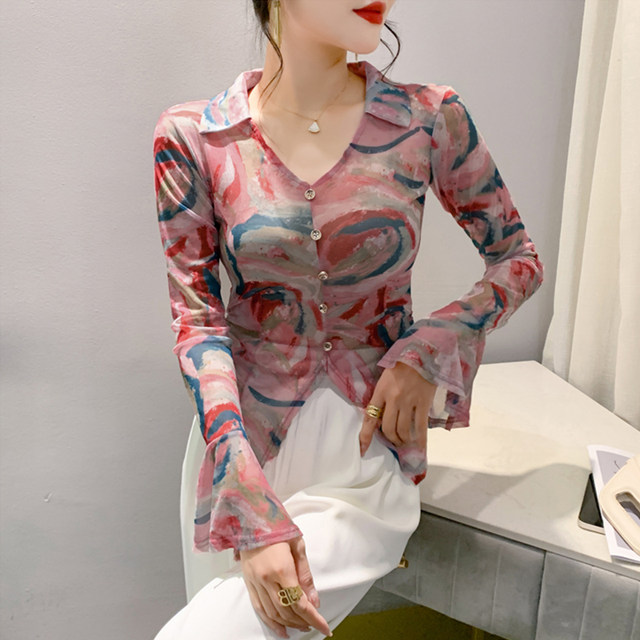 Long-sleeved commuter thin autumn POL collar T-shirt