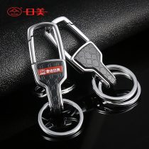 Japanese and American mens waist hanging alloy keychain personality car double ring key ring non-slip wear-resistant key pendant