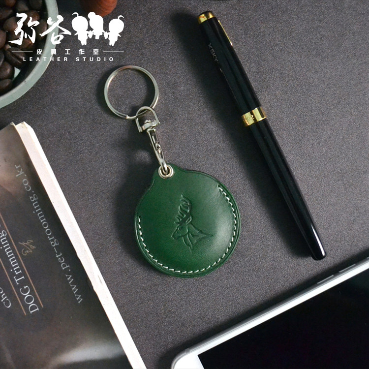 Migu Handmade Cow Leather Small Bus Cutting Sleeve IC Card Genuine Leather Community Door Forbidden Card Sensing Protective Sheath Containing Key Buckle