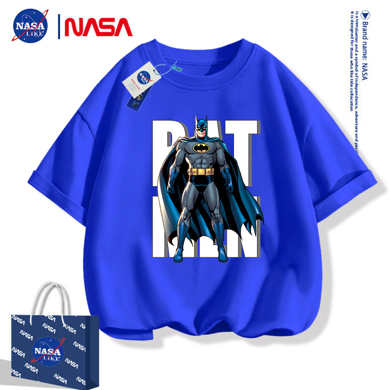 Nasa Co-Branded Superhero Boys' Short-Sleeved T-Shirt Pure Cotton Kidsren's Summer Batman Boys' Medium and Large Kidsren's Tops Nasa Co-Branded Superhero Boys' Short-Sleeved T-Shirt Pure Cotton Kidsren's Summer Batman Boys' Medium and Large Kidsren's Tops