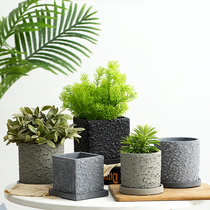Eurostyle cement flowerpots Large Nordic minimalist Meat Creative Personality Square Pallet Meat room Living room clear cabin