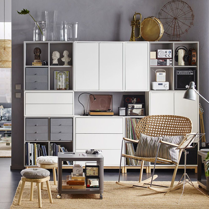 Multifunctional solid wood bookshelf bookcase living room storage cabinet economical TV grid cabinet combination shelf