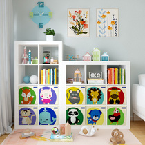 Childrens toy storage cabinet free combination lattice cabinet baby simple bookcase bookshelf floor-to-ceiling multifunctional storage rack