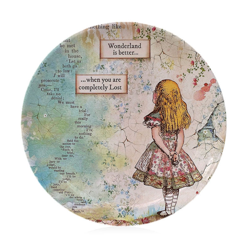 Alice in Wonderland plate hand-painted animation illustration ornaments wall decoration artwork hanging plate hanging painting gift