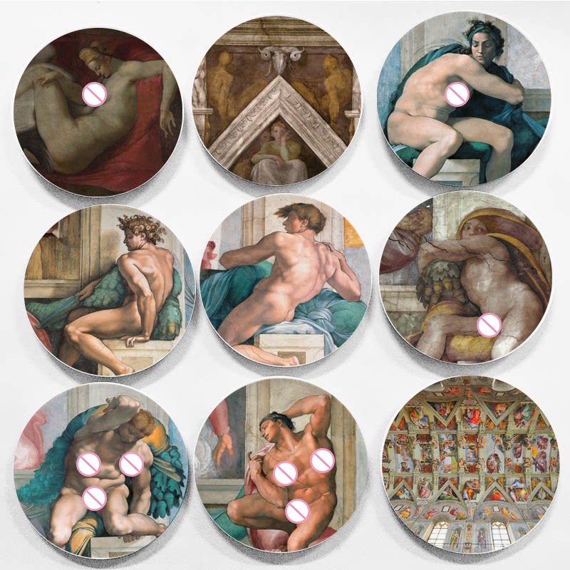 Michelangelo Creates Adam World Famous Painting Dishes Living Room Dining Room Dining Room Wall Art Adornment Hanging Disc Mural Paintings
