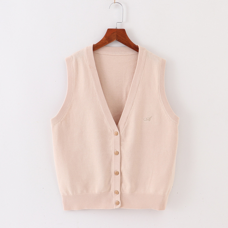 Pure Cotton Knit Sweater for Women, Japanese Style Student Jk Knit Vest, Cardigan, Sleeveless Thin Vest, College Style