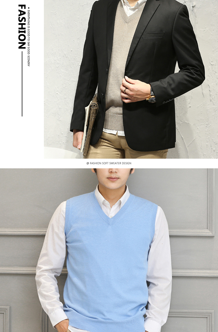 Áo len dệt kim Áo len cashmere cổ chữ V mùa thu và mùa đông Áo len mới phiên bản Hàn Quốc của chiếc áo len cổ lọ màu không tay áo len dáng dài hàn quốc