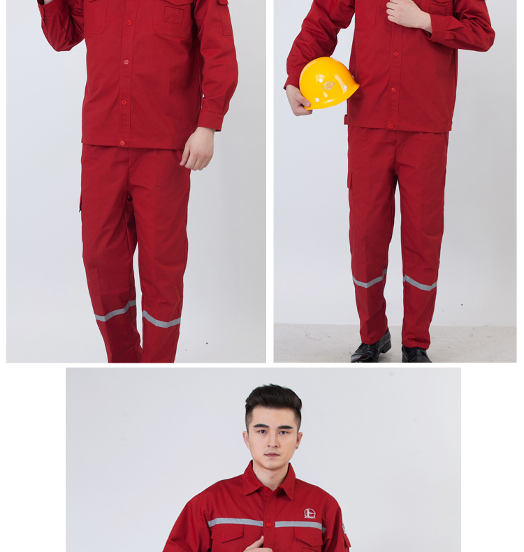 Sinopec dầu overalls bông đỏ chống tĩnh điện dày cộng với phản quang dải dụng cụ nhà máy bán buôn đồ bộ đẹp