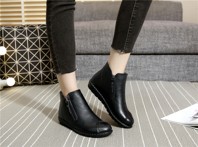 Giày mẹ giày cotton nữ mùa đông trẻ em cộng với nhung ấm đôi giày đế bằng ngắn shop giày boot nữ
