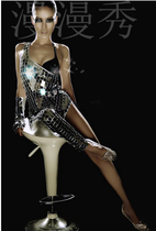 (Hand stitched mirror) Super Flash female singer DJ jazz performance clothing lens mirror GOGO one-piece suit