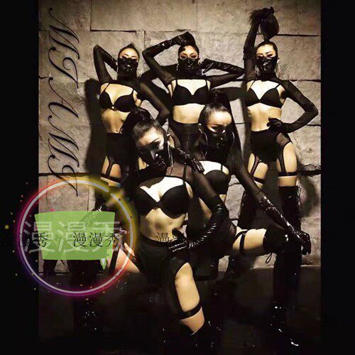 Black bikini GOGO Bottomed Mesh Yarn Hollowed-out High Waist European And European Pants Performance Modern Dance Jazz Sexy Suit