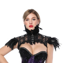 Stand collar feather neck ring shoulder lace cloak shawl bar DSDJ costume GOGO performance costume