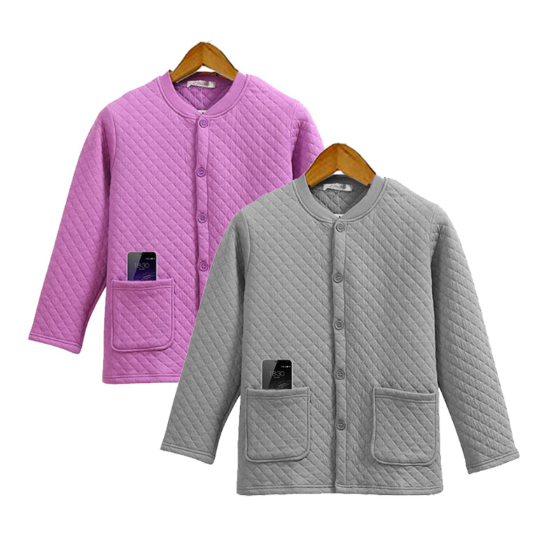 Đàn ông và phụ nữ trung và già tuổi đồ lót gia đình cotton ấm áo khoác cotton ba lớp áo len ấm áp áo giữ nhiệt nữ cổ cao	