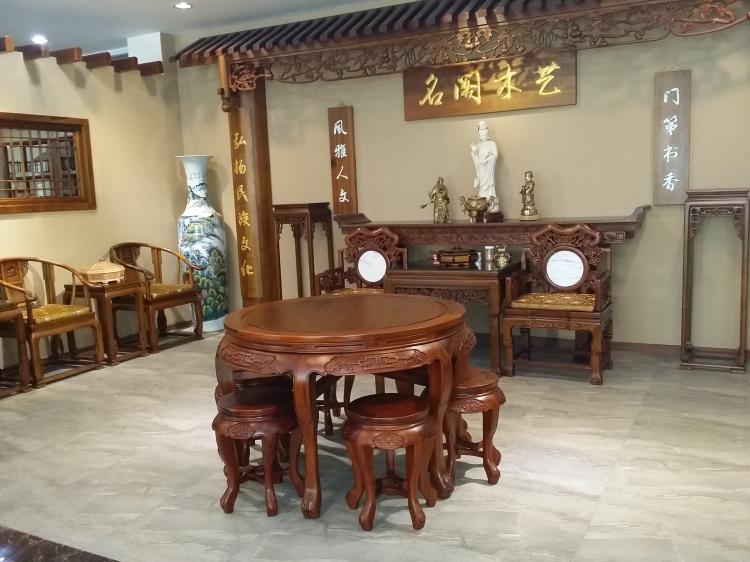Đồ nội thất nhà hàng Nanmu phong cách Trung Quốc bàn tròn bảy mảnh Ming và Qing bàn gỗ cổ phân hoàn chỉnh bộ đồ nội thất - Bộ đồ nội thất mẫu giường ngủ đẹp đơn giản