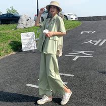 Sunny Zero Fried Street Korean Version Short Sleeve Suit Women Summer Loose Casual Foreign Air Broadlegged Pants Fashion Two Suits