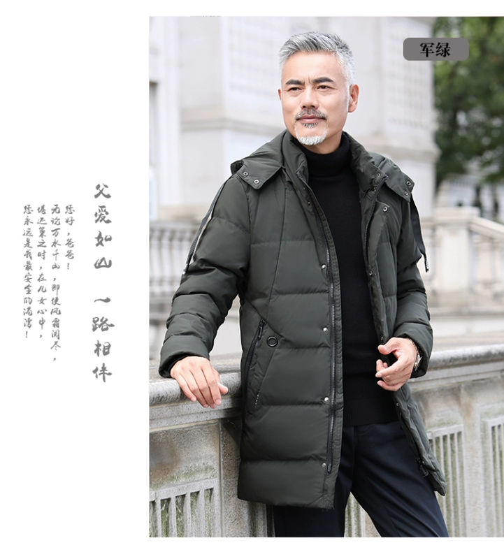 Áo khoác mùa đông của cha áo khoác đệm dày cho người đàn ông trung niên và cao tuổi Áo khoác dài mùa đông ấm áp cho người già - Bông