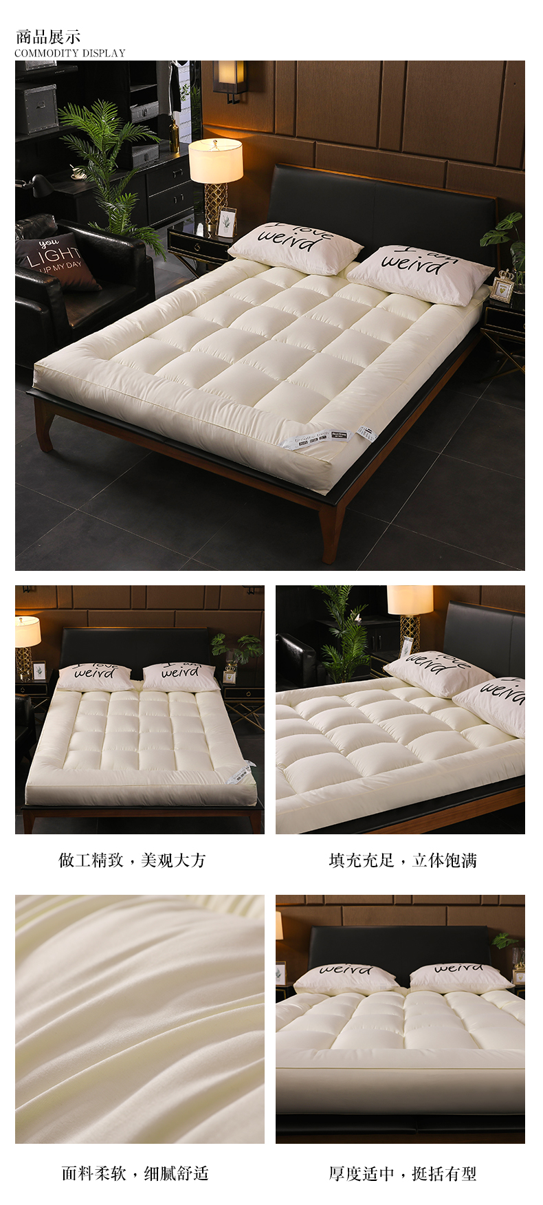 Đổ bông xuống đệm nệm 10cm 褥 1,5 m 1,8m Tấm lót nệm đôi giường nệm 2x2.2 đệm nước
