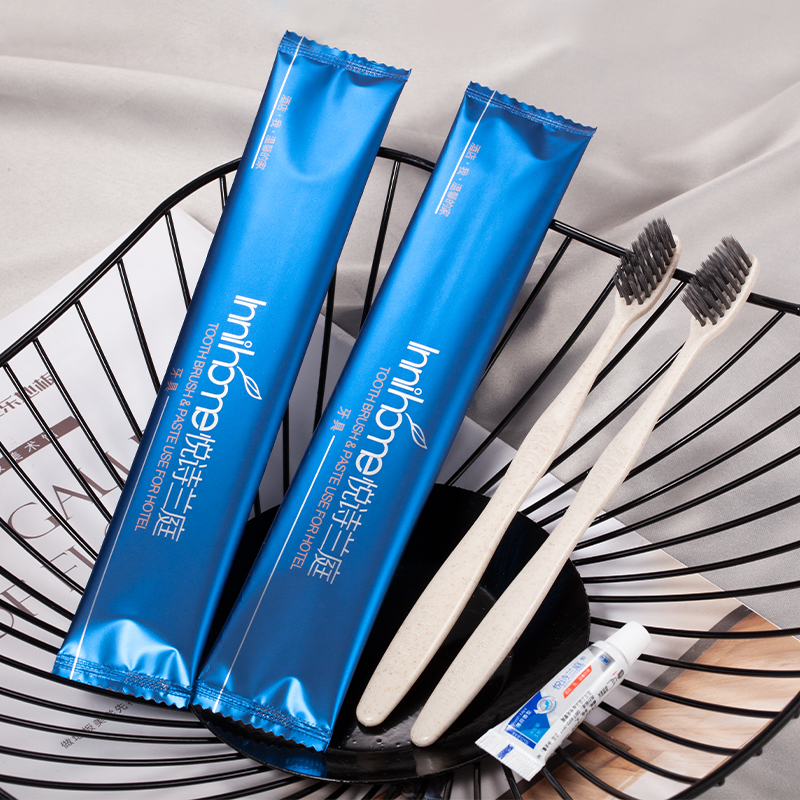 Blue Disposable Toothbrush with Toothpaste Hotel Disposable Toothbrush Toiletries B&B Home Hospitality Soft Hair