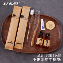  Hotel bed and breakfast kraft paper toiletries set Hotel high-end disposable toothbrush toothpaste soft bristle tooth set