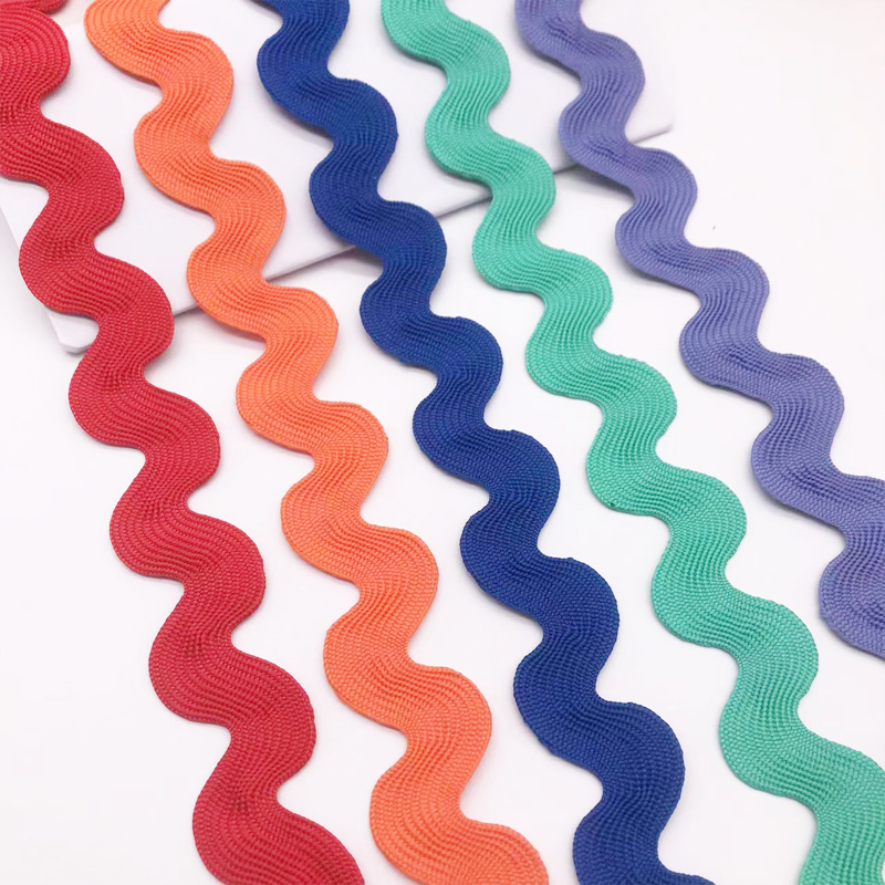 Colorful Polyester Webbing 2cm Wide Curved Edge with Wave Pattern Lace S-Shaped Lace Webbing Clothing Box Packaging Decorative Accessories