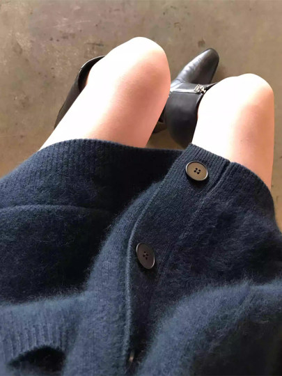 日系复古慵懒风加厚针织开衫女秋冬高级感灰色水貂绒软糯毛衣外套