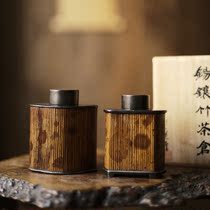  In the early days Lotus Hall hand-made tin-wrapped bamboo tea cans tin-covered tea warehouses plum deer bamboo storage tea cans