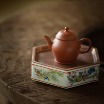 (Early Lotus Hall)Hand-made pot bearing copper sheet Metal dry bubble table Ceramic pot plate Tea plate