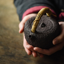 (Early Lotus Hall)Jingdezhen hand-made clay teapot woven rattan beam warm tea tea