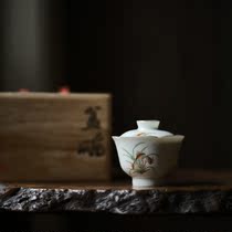(Taicu Lianhuatang) Jingdezhen ceramic handmade Bowl hand-painted pastel petals tea bowl gold edge