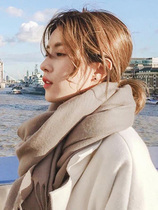 (100% cashmere)wool scarf womens 2018 autumn and winter new solid color wild shawl collar Yang Mi with the same paragraph