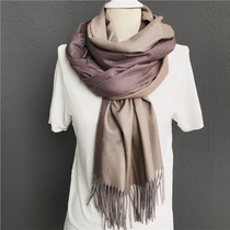 (100% cashmere)Autumn and winter color student long double-sided dual-use thickened warm shawl collar scarf women