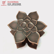 New Chinese Lotus red bronze door carving semi-round door handle Green ancient green aluminum plate handle black door handle