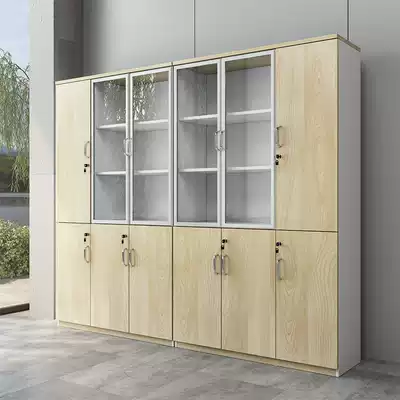 Wooden file cabinet Data cabinet with lock file cabinet Office storage cabinet Simple modern household floor-to-ceiling bookcase