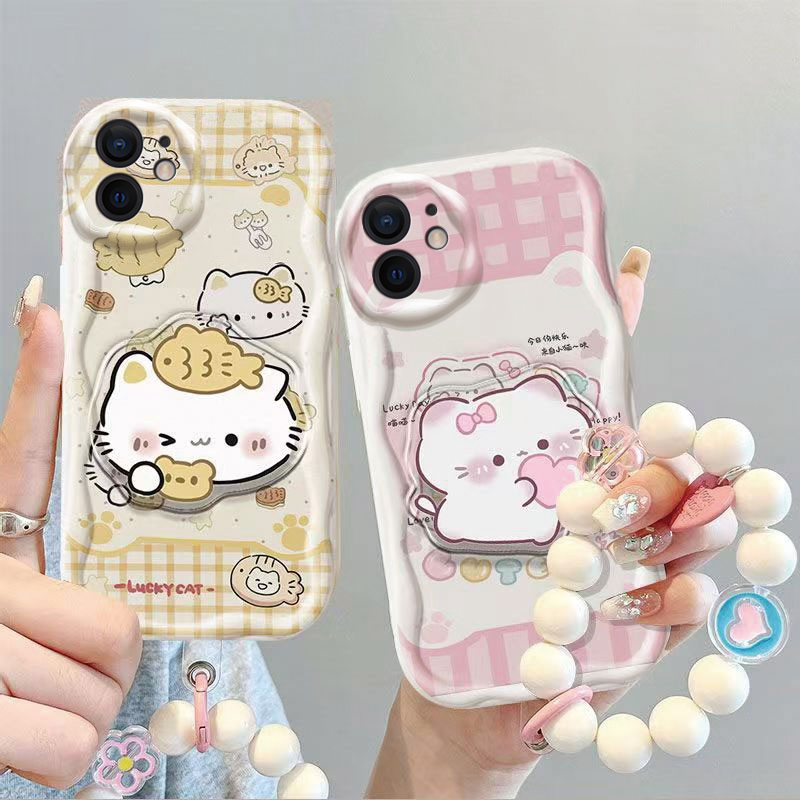 Cute Little Fish and Cat Design, Popular Style, Suitable for Apple 11 Student Model, Silicone Apple 11Pro Anti-Drop, Beautiful and Cute Stand, Apple 11Promax Protective Case Phone Cover