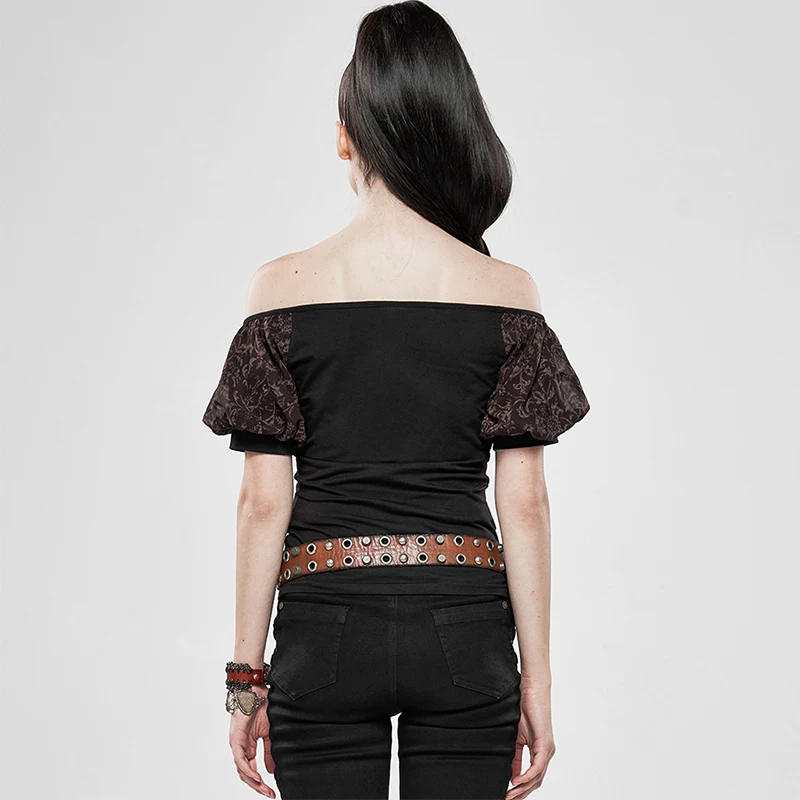 UPunk Rave Gothic Gothic Lolita Lolita Belly Short -sleeved T -shirt Woman WT596