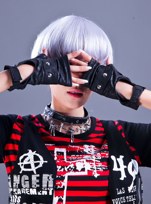 Перчатки ╋魔叹╋ glp 视觉mad搖滾rock朋克kera铆钉男女通用半指手套 402