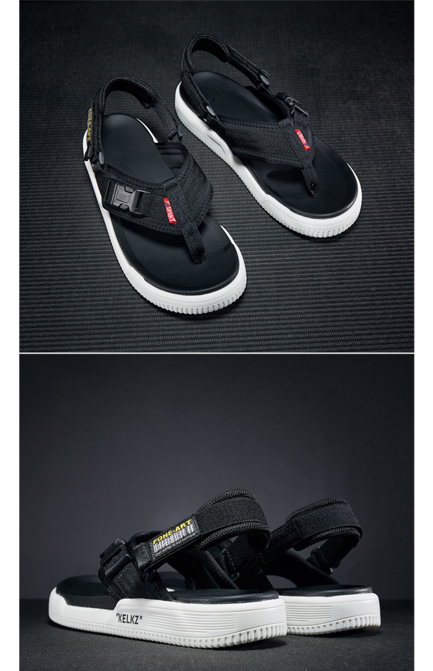 Giày nam Sha Lai Phiên bản Hàn Quốc của xu hướng dép xỏ ngón đế dày thoải mái đi dép toe Velcro Giày nam đế chống trượt - Sandal giày nam thể thao