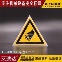 New beware Wounded Hand Warning Marking Equipment Safety Warning Sign Stickers adhesive Erida DZ-K0744