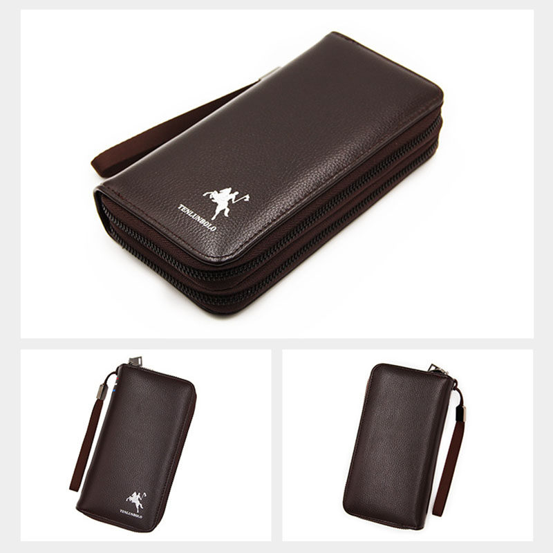 Double Racelet Handbag Men's Multi-tier Handbag High-end Hand Grab Bag Multi-Position Business Long Wallet