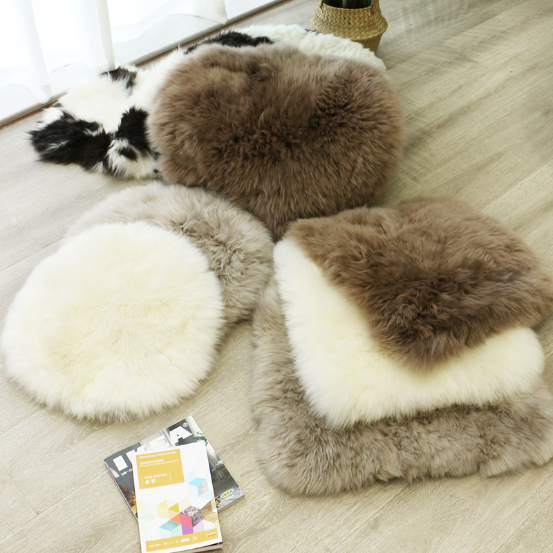 Pure wool sofa cushion winter thickened leather sofa cushion whole sheepskin fur one cushion wool cushion