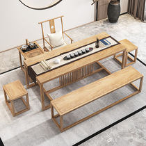 Solid wood log tea table and chair combination new Chinese Zen tea table simple modern office kung fu tea table