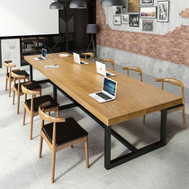 Solid wood conference table long table simple modern long strip table home Workbench computer office negotiation table and chair combination