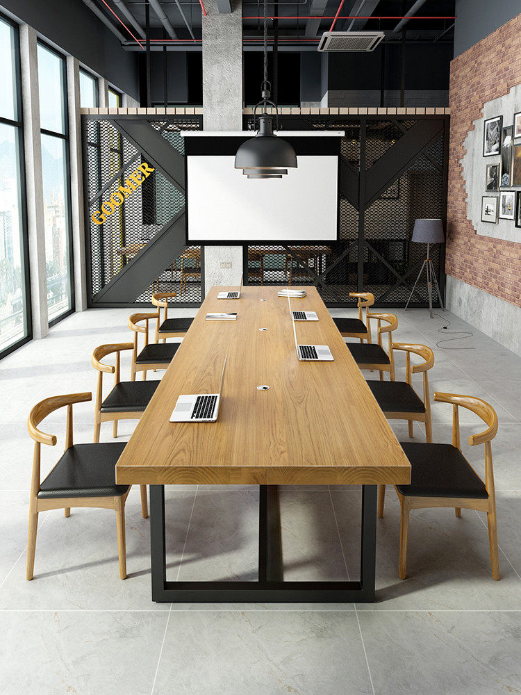 Solid wood conference table Long table Simple modern long table workbench Home computer office negotiation table and chair combination