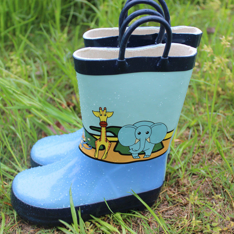 Children's baby primary school children non-slip waterproof water shoes rain boots rain boots middle and big children boys and girls handmade