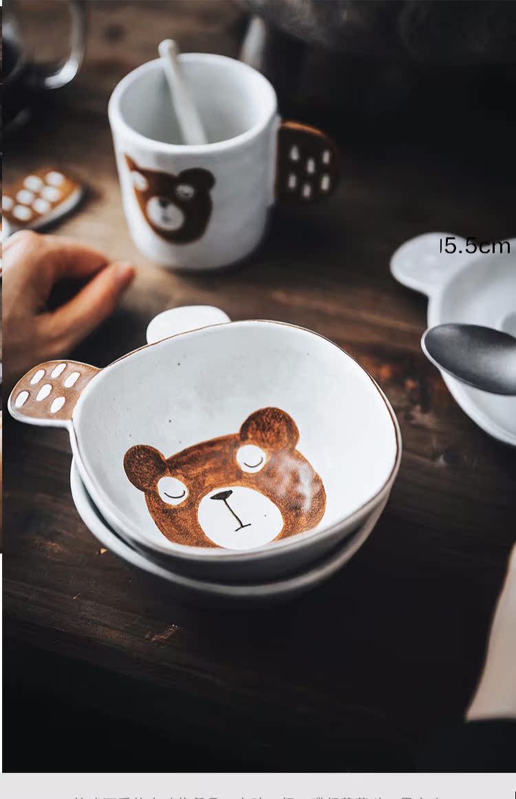 Sơn thị trường Jingdezhen Bộ đồ ăn handmade Handmade Đồ gốm vẽ tay Món ăn tráng miệng Tấm ăn sáng Tấm bát dễ thương Cup - Đồ ăn tối khay đựng đồ ăn