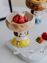 Zetenjia Japanese cute ceramic cup mug ice cream bowl cute jewelry box girl cup snack dessert bowl