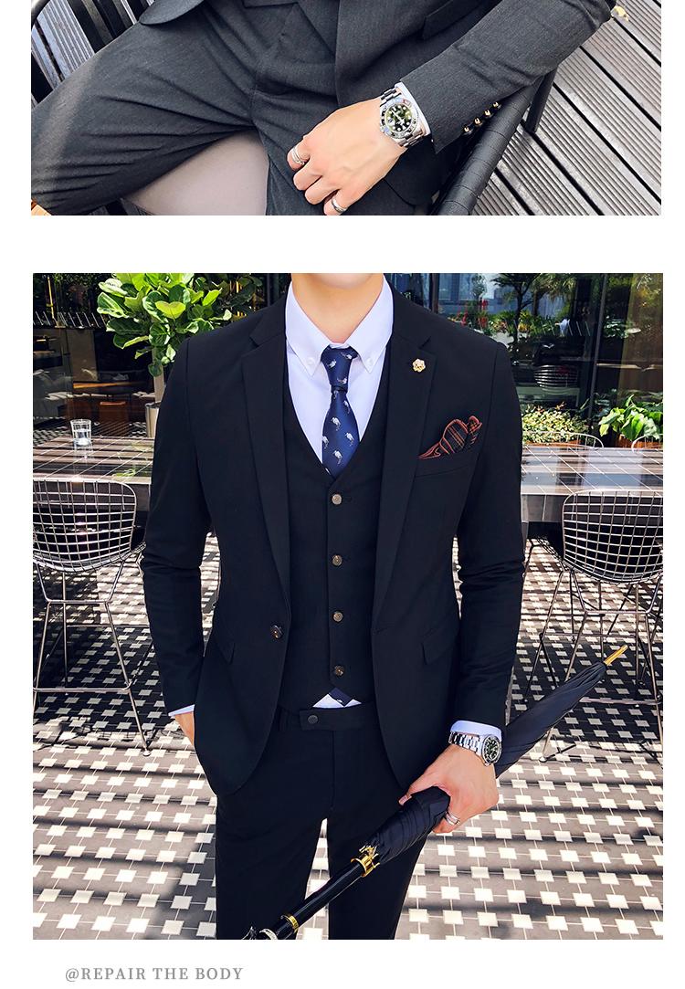Quần áo thu đông 2018 phiên bản Hàn Quốc của bộ đồ nhỏ tự canh phù hợp với xu hướng nam tạo mẫu tóc cho chú rể vest nam đẹp