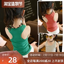 Childrens clothing 2021 new style girls I-shaped vest medium and large children cotton camisole shirt t-shirt top childrens base shirt summer