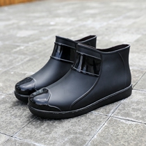 Low Bunch Rain Shoes Mens Trends Water Shoes Men Rain Boots Short Barrel Kitchen Waterproof Working Shoes Non-slip Rubber Shoes Flat Bottom Plastic